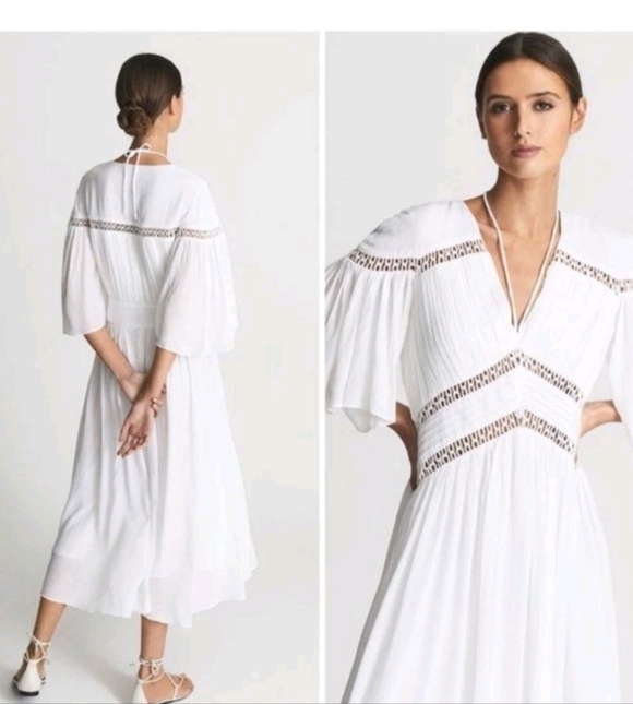 Reiss Delphine Women's Ladies White A Line Resort Dress Size 10 - Picture 2 of 8